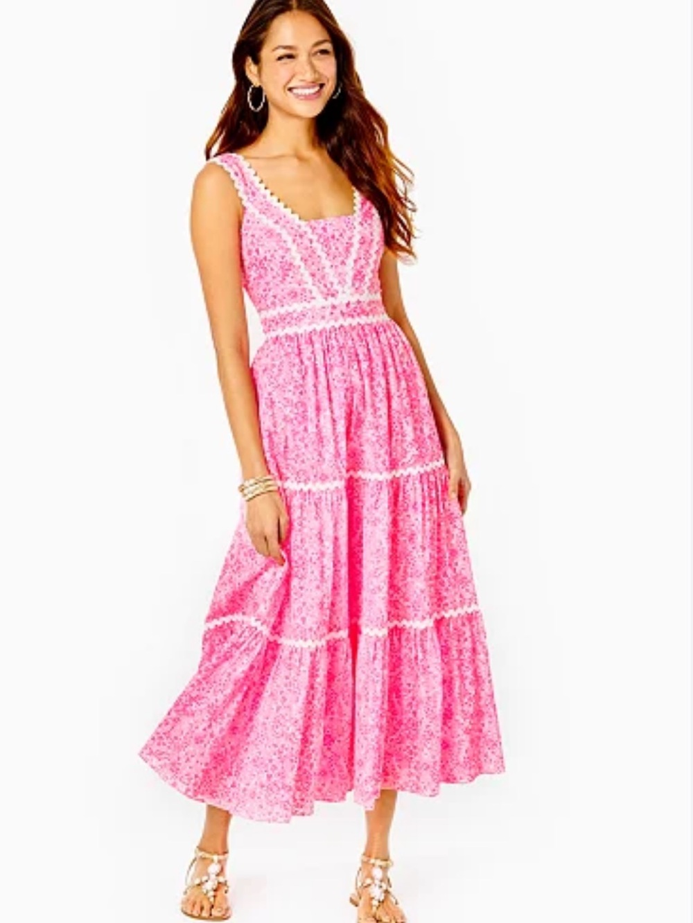 Lilly Pulitzer Pollie Midi Dress Pink Shandy Invest A Gator print sz 12